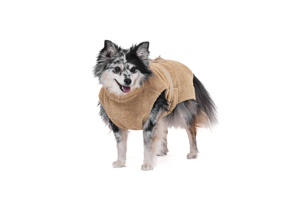 Hundebademantel aus Bio-Baumwolle "Sand"