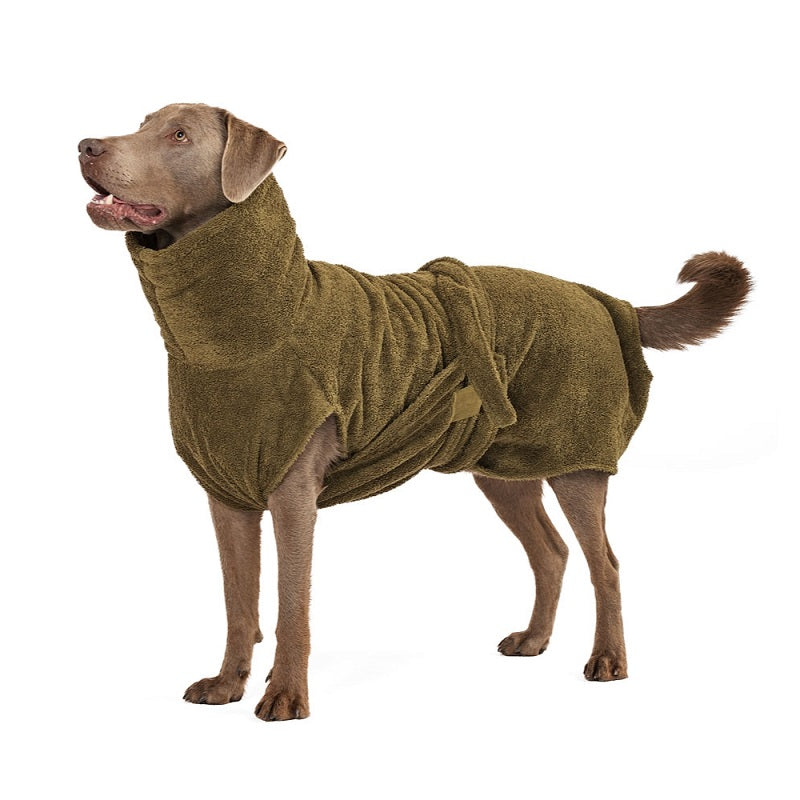 Hundebademantel aus Bio-Baumwolle "Olive"