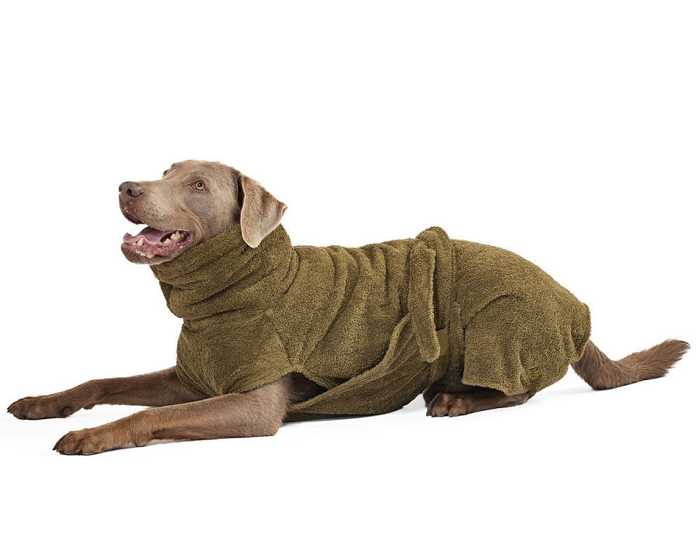 Hundebademantel aus Bio-Baumwolle "Olive"